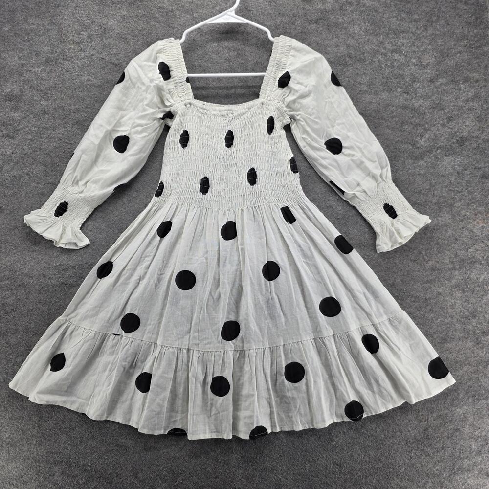 Paper Heart Dress Womens 6 White Polka Dot Fit & Flare Short Square Neck